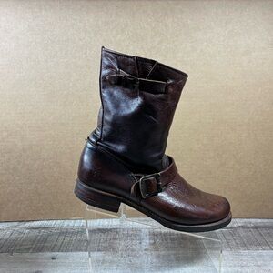 Frye Veronica Brown Leather Buckle Strap Boots Women Size 11B